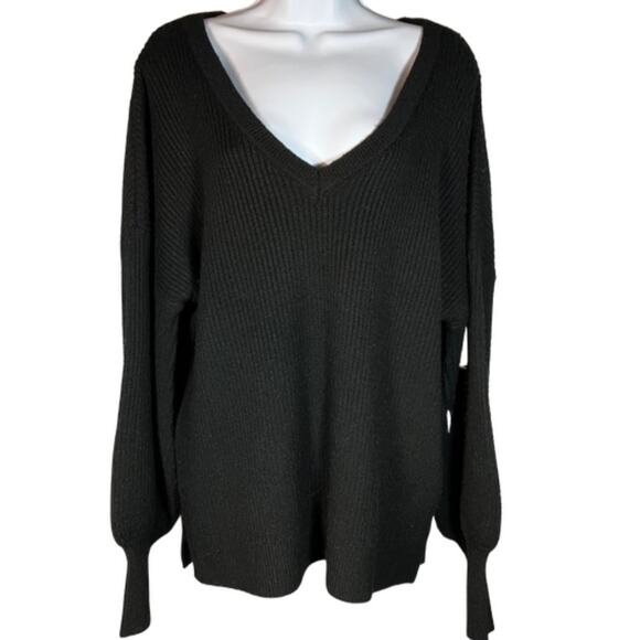 Theo & Spencer V-Neck Ribbed Sweater, Black, S, NWT - Picture 6 of 11